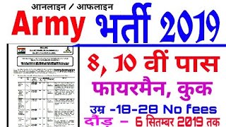 Indian Army भर्ती 2019, Indian Army Recruitment,  Army Rally 2019,  8th pass Army vanacay, 19900