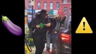 Girl spits gas pump to fit