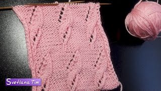 Как связать спицами ажурный узор Завитки # 520