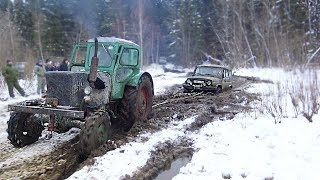 Реальное Русское бездорожье! Сломали УАЗ, пошли за трактором!? Брод, грязь, бездорожье, оффроад 2018