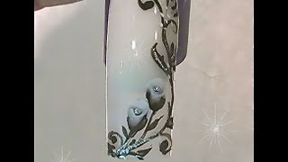 NailArt Design Tutorial - One Stroke flowers black and white