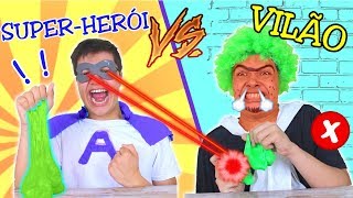 SUPER HERÓI VS VILÃO FAZENDO AMOEBA/SLIME !!!