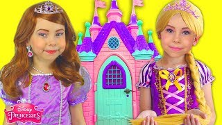 Kids Makeup Sofia The First & Rapunzel Dresses Disney Princess Pretend Play in Playhouse & DRESS UP