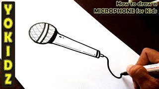 How to draw a MICROPHONE for kids