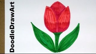 Drawing: How To Draw Cartoon Tulip Flower - Easy Drawing Lesson