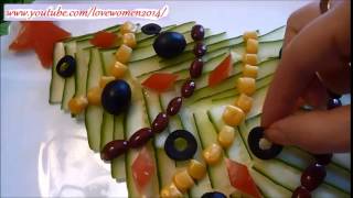 Закуски к новому году эта ёлочка из овощей.  Салат овощной 'Елочка'  Как красиво украсить стол.