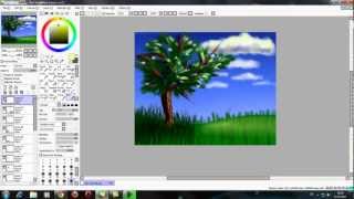 Рисуем небо,облака и траву в Easy Paint Tool SAI ᴴᴰ