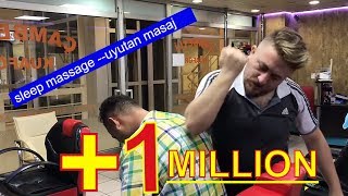ASMR turkish  sleep massage : head,body,arm,face hard massage : uyutan kafa sırt kol berber masaj'ı