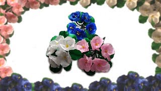 Фиалка из атласных лент. Канзаши. МК. Violet from satin ribbons. Kanzashi. MK.