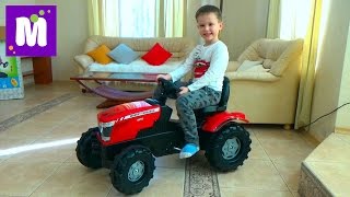 Трактор большой педальный распаковка, сборка и тест драйв трактора Roller Toys