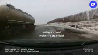 Момент спасения от неминуемого ДТП на трассе в Татарстане попал на видео