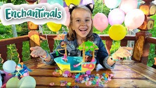 #Мультик Куклы Энчантималс на вечеринке #Junglewood #Enchantimals Лодка в джунглях Обезьянка Мерит