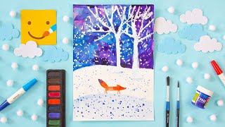 Рисуем зимний лес акварелью/ Зимний пейзаж