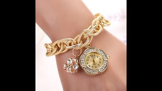 Latest Beautiful Gold Diamond Watch For Girls