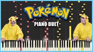 Pokémon: RGB Battle Music | PIANO DUET [Synthesia]