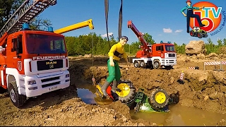 BRUDER traktor John Deere FALLS into the river!  Rescue mission!