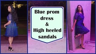 Crossdresser - in a blue prom dress and high heels sandals | NatCrys