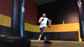 Twimyo Yop Chagi practice - Tae Kwon Do jump sidekick.