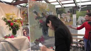 Букет цветов с натуры, художник Фания Сахарова