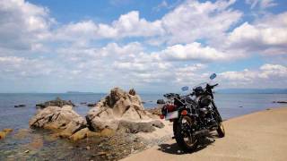 kawasaki W800 青い空と雲と海と・・海ノ中道・梅雨の晴れ間プチ・ツー