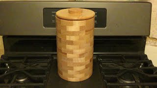 Segmented  Lathe Turning - Maple Canister from Reused Bed Frame - 68