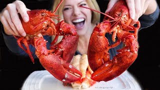 LOBSTER MUKBANG | My first time cracking and eating a whole lobster!!!