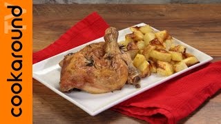 Pollo al forno al vino bianco con patate