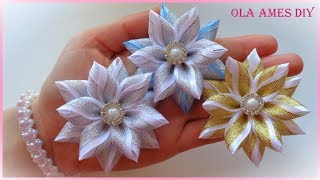 Цветы из узкой ленты/ Канзаши/ Hair Flower Tutorial/DIY Ribbon Flowers/ Flores de fitas/Ola ameS DIY