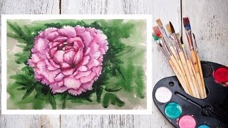 Видео урок Рисуем Пион Акварелью #Dari Art