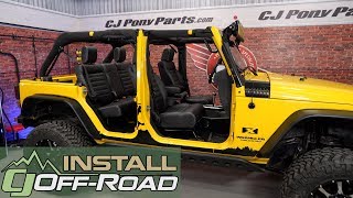 Jeep Wrangler JK TMI Seat Upholstery Sport Black Vinyl w/White Stitching Set 4D 2007-18 Installation