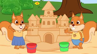 Famille d'Écureuil - Immense Château de Sable Dessin Animé 2020 en Français