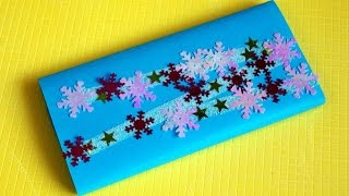 Сладкий подарок на новый год своими руками. Как красиво упаковать шоколадку. DIY.