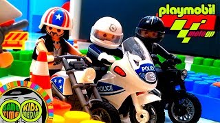 Playmobil policía. Carrera con moto de policía playmobil moto gp.