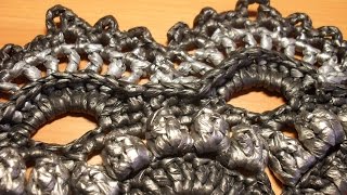 Вязание овального коврика из полиэтиленовых пакетов.  Ряды 32-35
