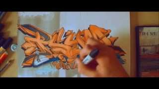3D graffiti sketch style speed drawing sur papier // Blackbook piece "PSYM one" [HD 1080]