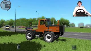 ДИКИЙ КОЛХОЗНИК НА ОГРОМНОМ ТРАКТОРЕ БЕСПРЕДЕЛИТ В ГОРОДЕ City Car Driving + Руль