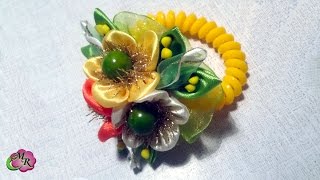 Браслет Солнечные Лучики. Канзаши МК/Bracelet Sunbeams. DIY Kanzashi
