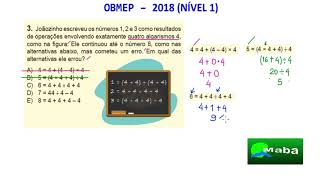 MABA OBMEP - EXPRESSÕES NUMÉRICAS - ANO 2018 - QUESTÃO  03 - NÍVEL 01