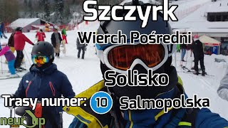 Szczyrk Ski Mountain Resort 2020, zjazd trasą niebieską 10-Salmopolska z Wierch Pośredni do Solisko