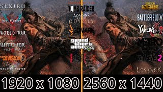 I5 9400F + RTX 2070 (1080 FHD vs 1440 QHD) frame rate Test 16 Games