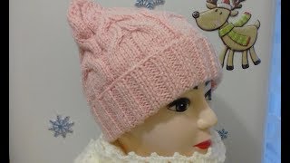 ШАПКА ЖЕНСКАЯ СПИЦАМИ.ОЧЕНЬ ПРОСТО. БЕСПЛАТНЫЙ МАСТЕР КЛАСС!!