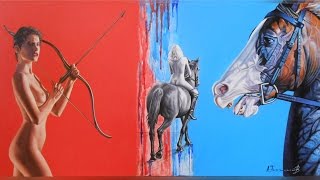 Painting a Nude with Horse (Amazon) Composition, Oil Painting Timelapse