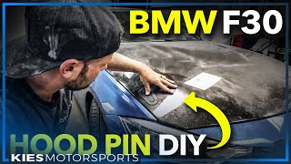 AeroCatch Hood Pin Install on a Carbon Fiber F30 BMW Hood! (We cut into a $1000 hood!)