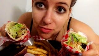 MUKBANG - Greek Salad Wrap + Fries