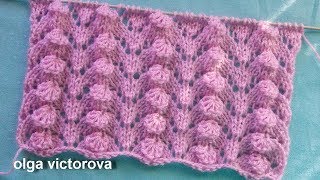 Ажурный узор с объемными фестончиками 445 Узоры спицами