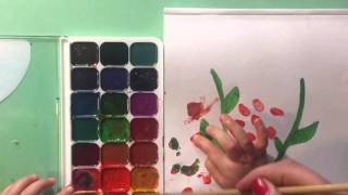 Урок 3. Рисуем пальчиками акварельными красками с Ангелиной. Drawing watercolor fingers.