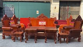 Bộ ghế Louis Hoàng Gia Nguyên Khối gỗ gõ đỏ cực Vip / 08689.88888 & 0868.39.8888