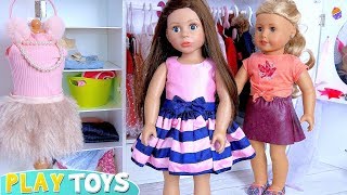 American Girl Baby Dolls Dress up in Doll Bedroom! ?