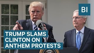 Trump slams Clinton for defending NFL anthem protests