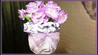 Нежная ваза из бетона и ткани своими руками / Цветочный горшок из бетона и ткани